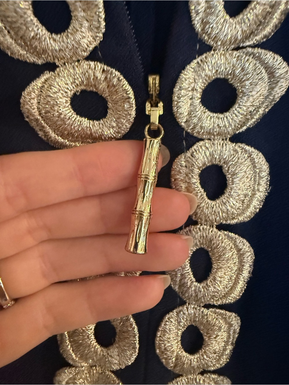 Lilly Pulitzer Jane Shift Dress-Navy and Gold Trim - Picture 7 of 10
